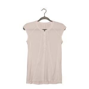 ATHLETA $54 1/4 Zip Pacifica Stretch Tank White Back Zip Pocket Small